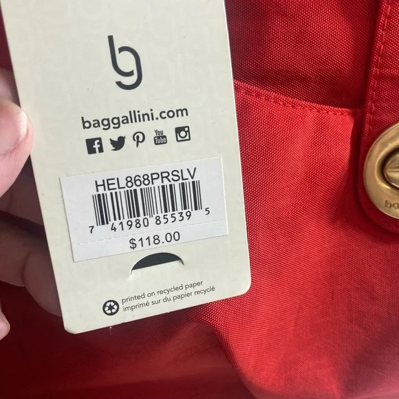 Baggallini Red Shoulder Bag with Gold Hardware - Picture 4 of 4